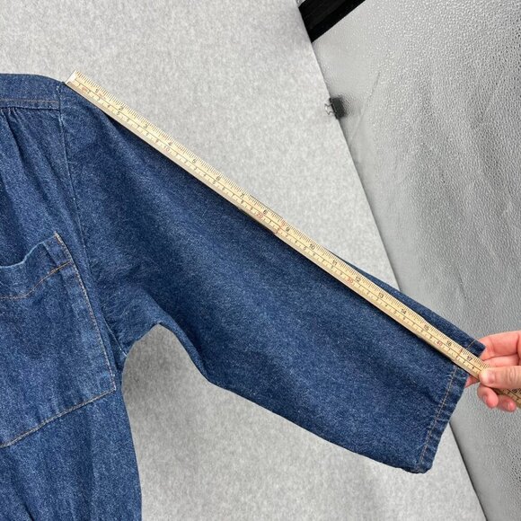 Ransom Vtg 70s Midi Denim Dress Size 6 Dark Blue Wash Snap Front Pockets Modest - Picture 13 of 14